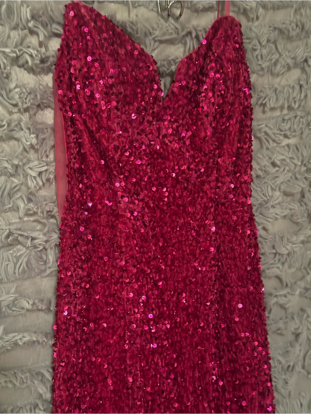 Sparkling Fuchsia Sequin Cinderella Divine Strapless Prom Dress